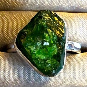 Sterling silver and genuine chrome diopside ring size 10